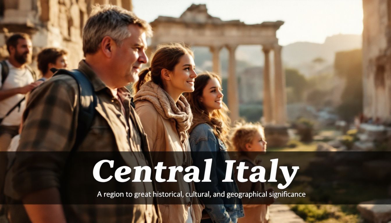 Tourists exploring ancient Roman ruins in Central Italy.