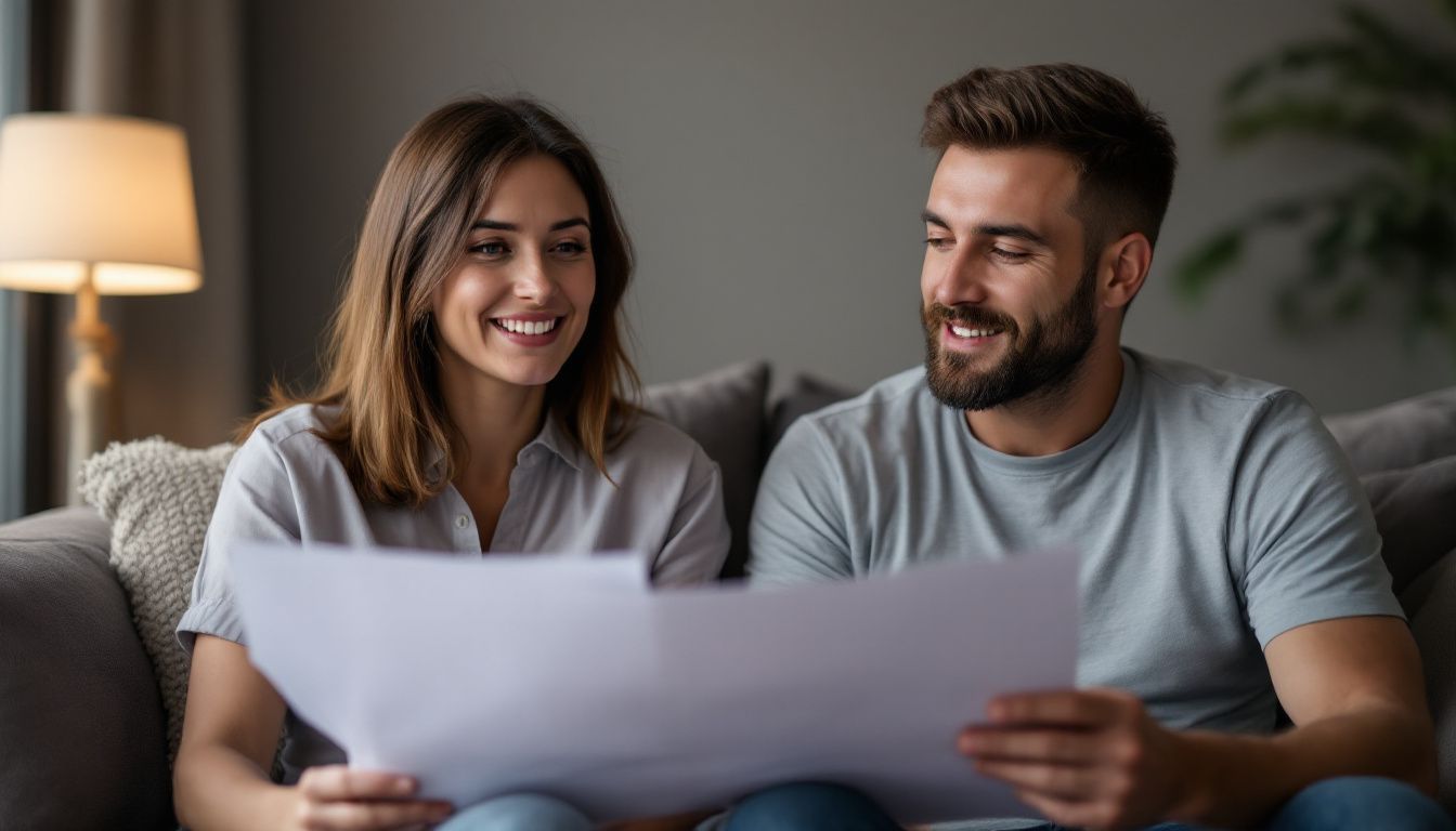 A couple discussing home renovation plans with a contractor.