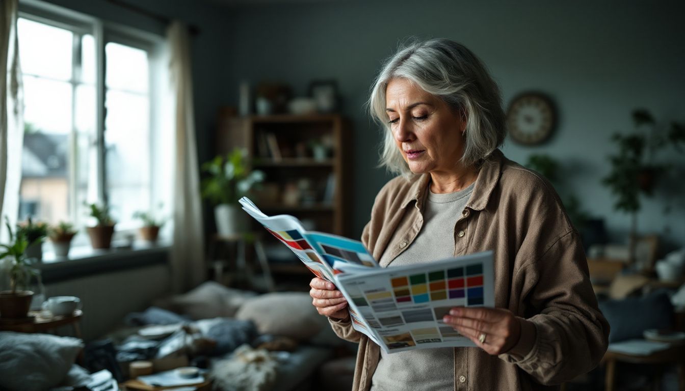 A woman plans DIY home renovation, considering design, scope, and budget.