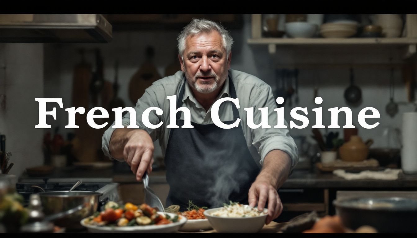 A man prepares traditional Bouillabaisse fish stew in a rustic kitchen.