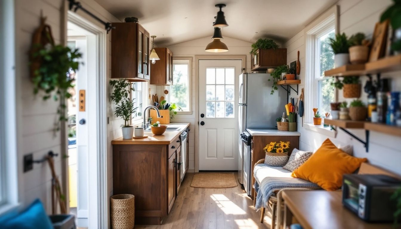 This cozy tiny home features smart, clutter-free design with practical solutions.
