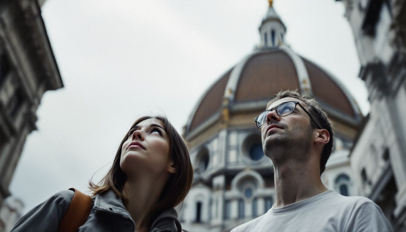 A man and woman admiring Brunelleschi's dome in Florence.