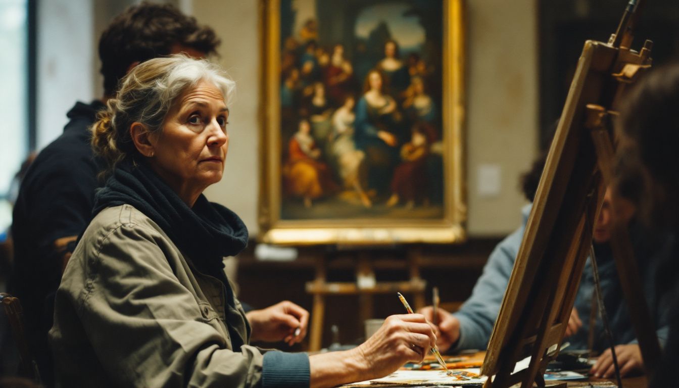 A woman paints a Renaissance masterpiece in a Vatican Museums art class.