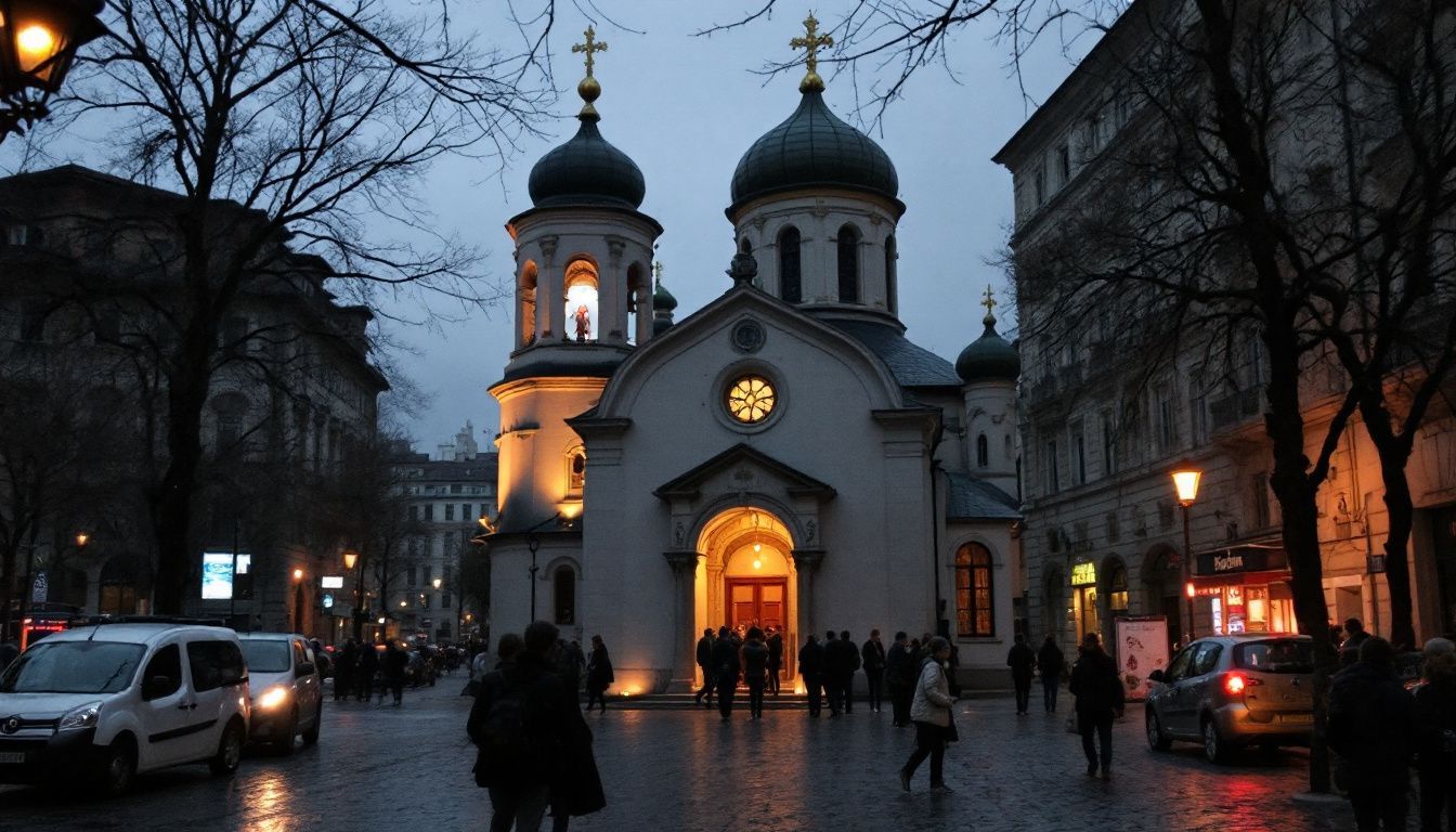 A small Orthodox church in a busy Italian city.