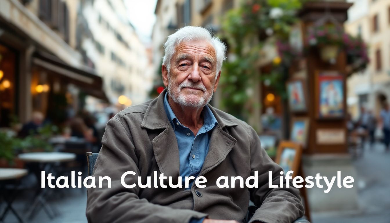 Elderly man at an outdoor café in Florence, reflecting Italian culture.