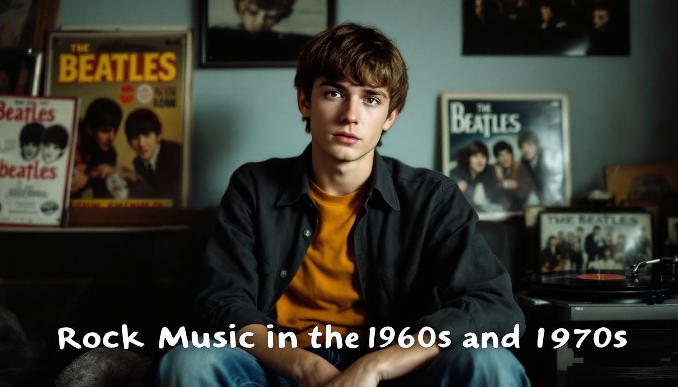 A teenage boy immersed in 1960s rock music culture.