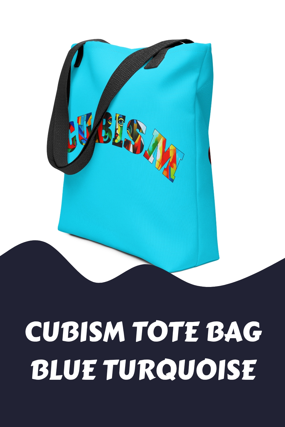 Cubism Tote Bag Blue Turquoise generated pin 8149