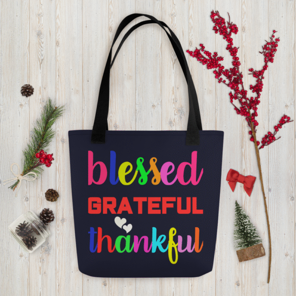 Blessed Tote Bag in Navy Blue - Image 8