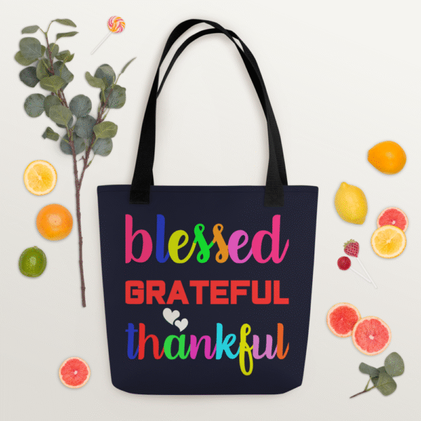 Blessed Tote Bag in Navy Blue - Image 11