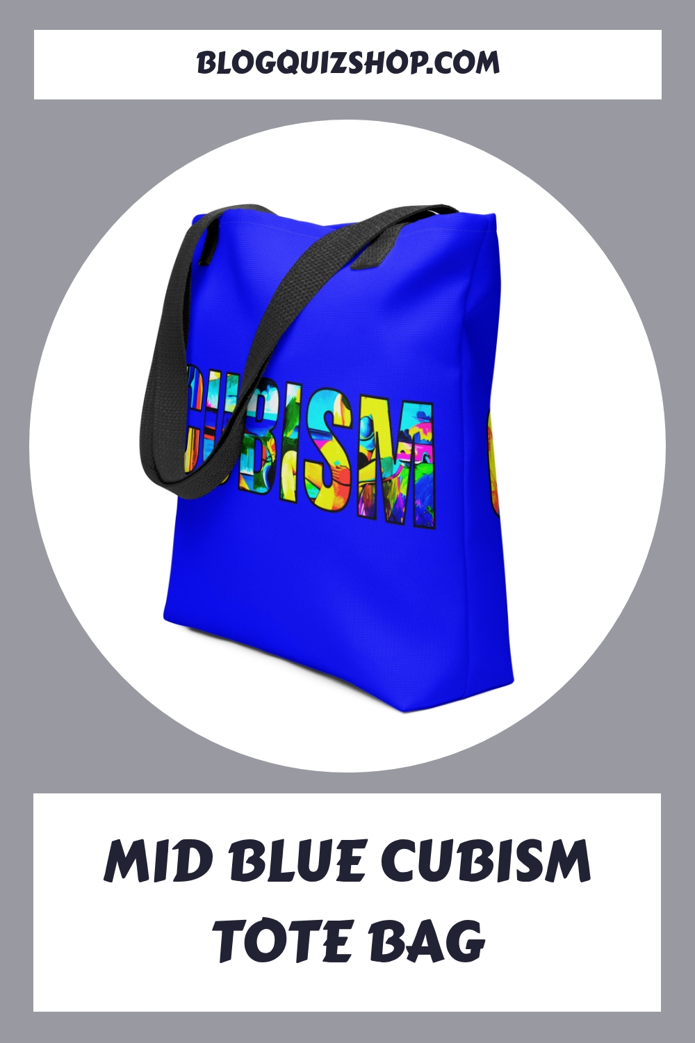 Mid Blue Cubism Tote Bag generated pin 8166