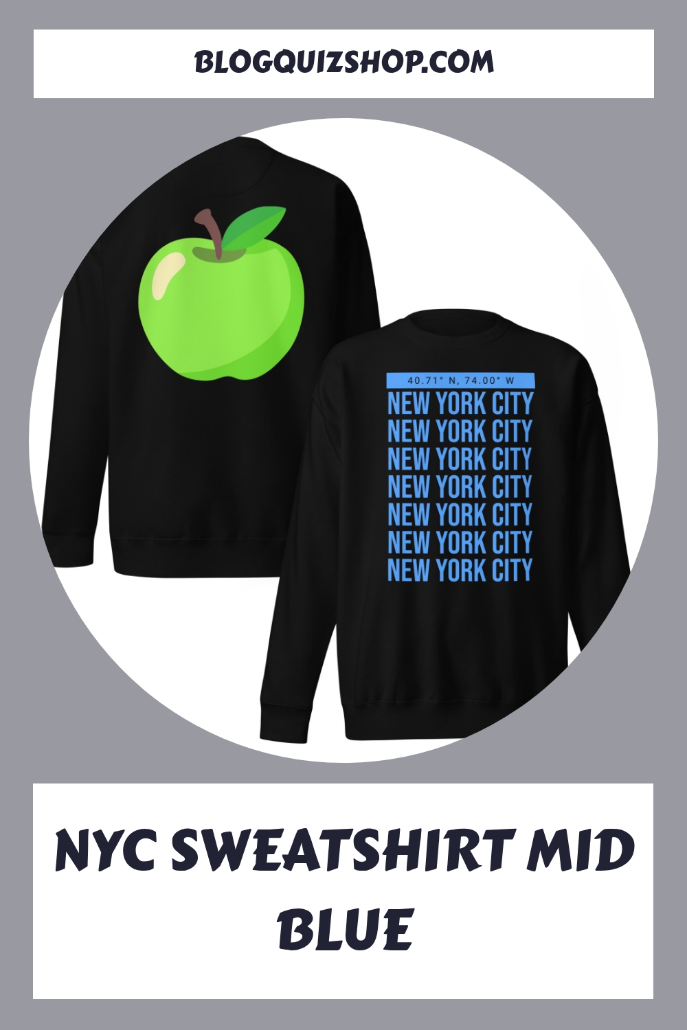 NYC Sweatshirt mid Blue generated pin 10983