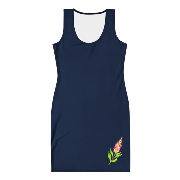 Navy Bottlebrush Bodycon Dress - Image 7