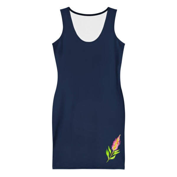 Navy Bottlebrush Bodycon Dress - Image 6