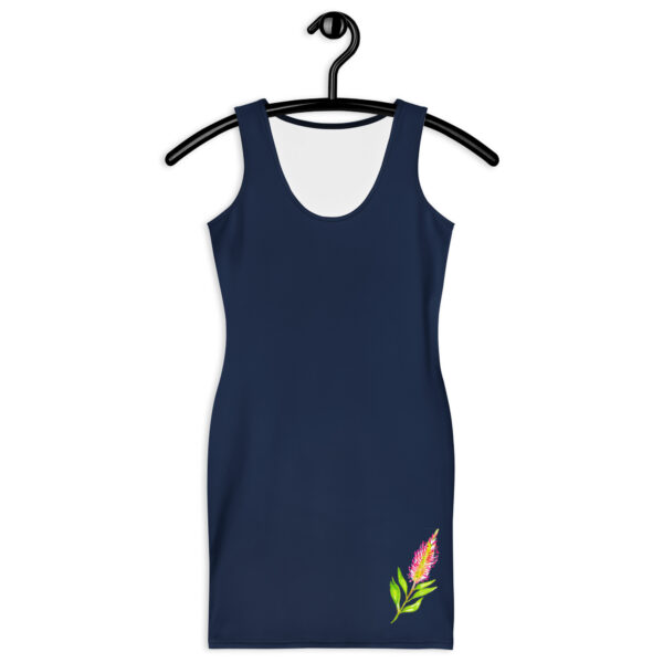 Navy Bottlebrush Bodycon Dress - Image 9