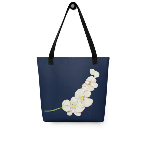 White Orchid Navy Tote Bag - Image 13