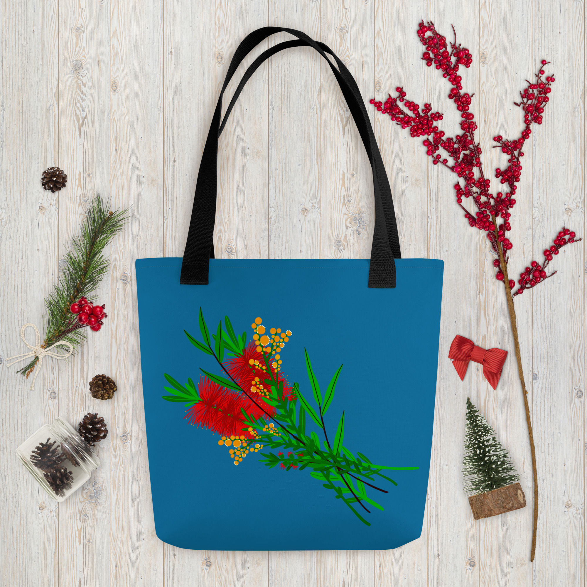 Bottle Brush Tote Bag Blue – Australian Wildflower Design 5 Bottle Brush Tote Bag Blue – Australian Wildflower Design - Image 5