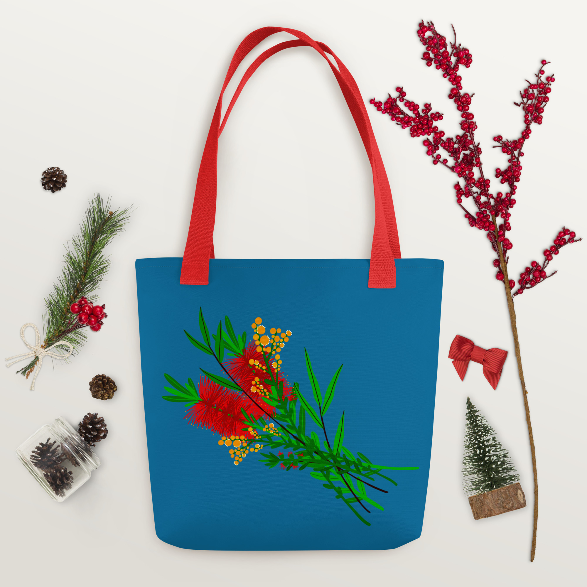 Bottle Brush Tote Bag Blue – Australian Wildflower Design 9 Bottle Brush Tote Bag Blue – Australian Wildflower Design - Image 9