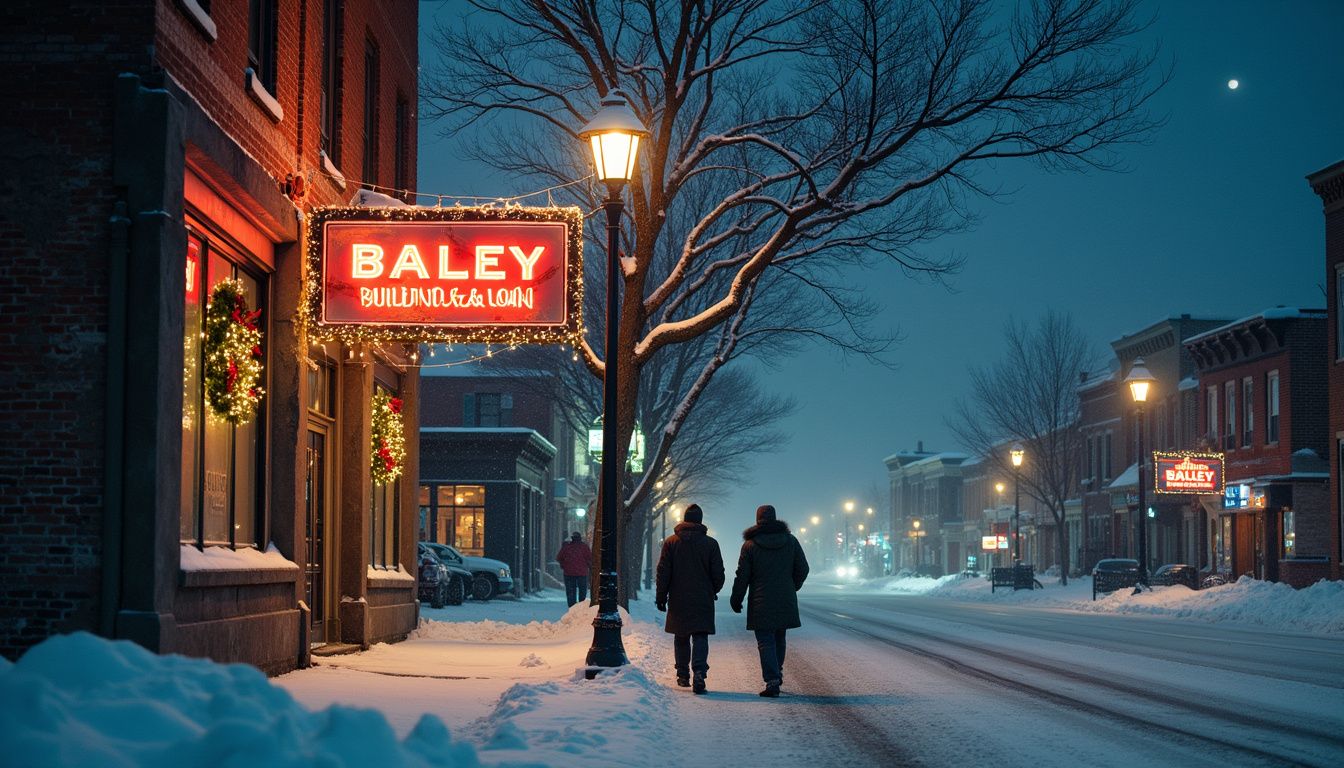 George Bailey with family in a holiday scene