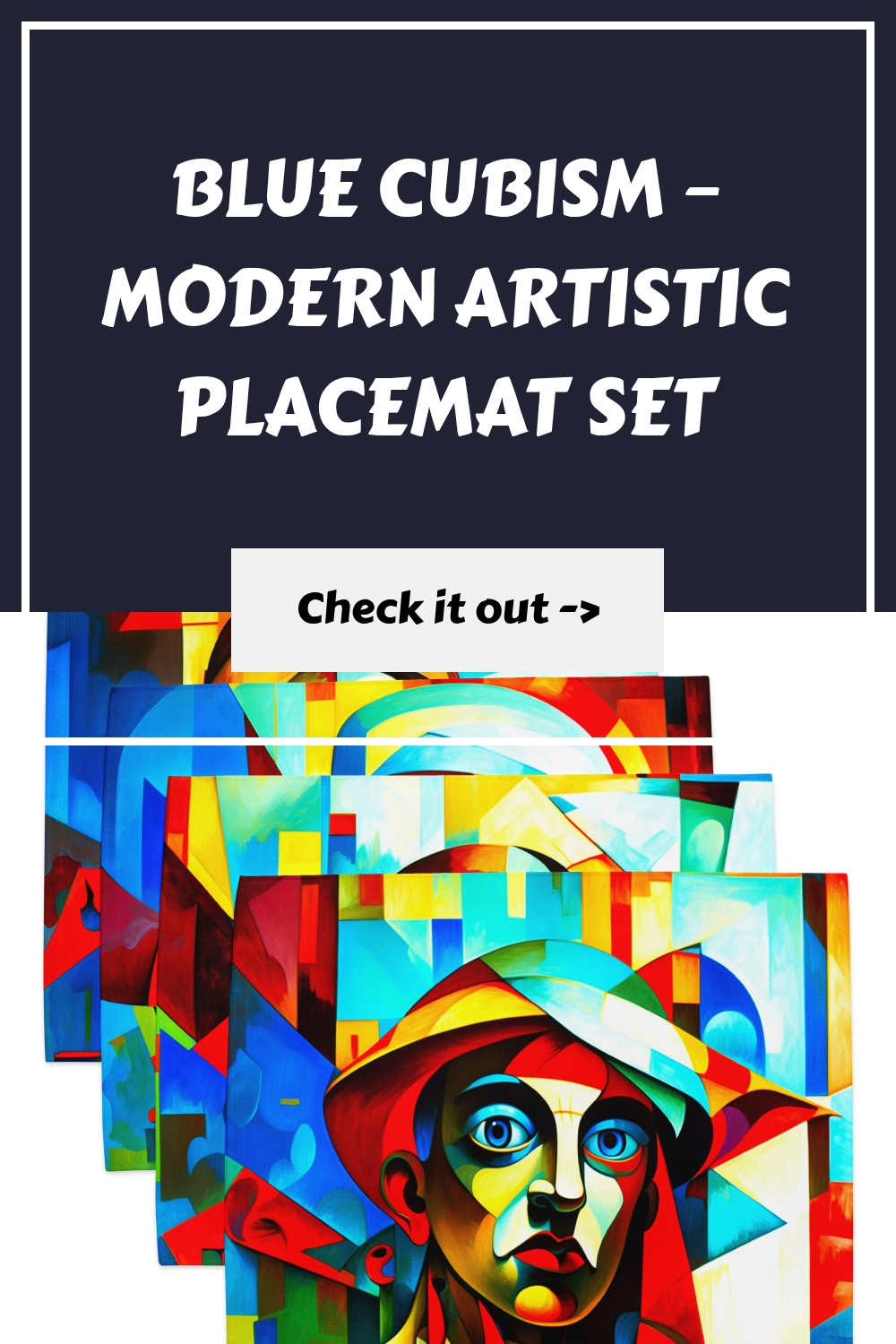 Blue Cubism – Modern Artistic Placemat Set 9 Blue Cubism – Modern Artistic Placemat Set generated pin 12462
