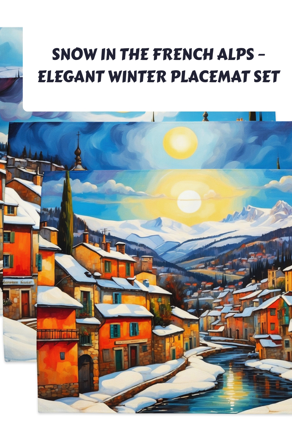 Snow in the French Alps – Elegant Winter Placemat Set generated pin 12219 1