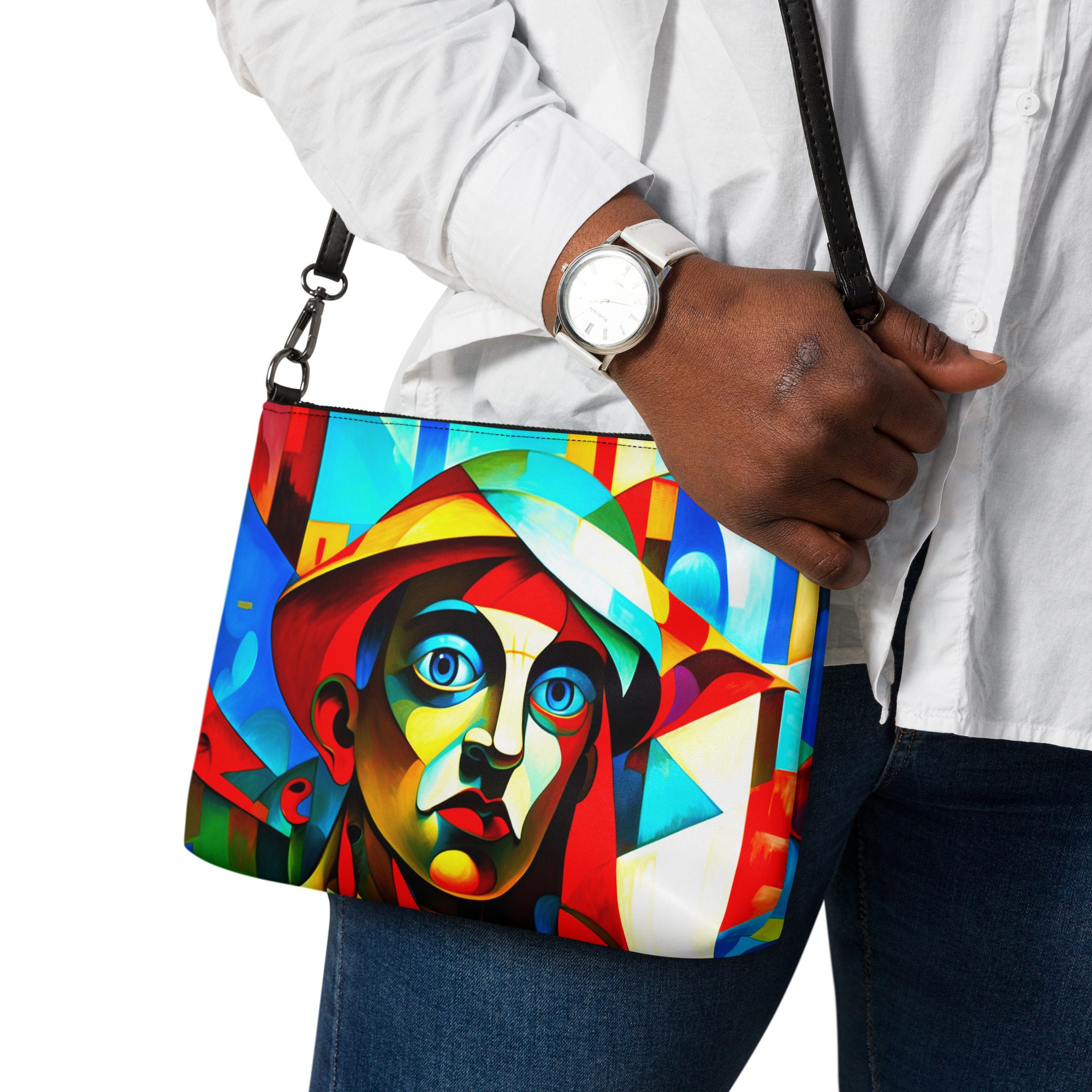 Cubism in Blue – Artistic Crossbody Bag 5 Cubism in Blue
