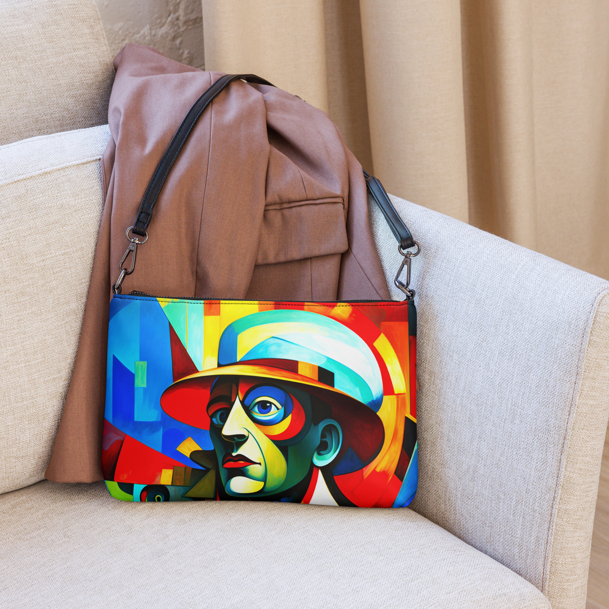 Cubism Man Blue Tone – Artistic Crossbody Bag 7 Cubism Man Blue Tone – Artistic Crossbody Bag - Image 7