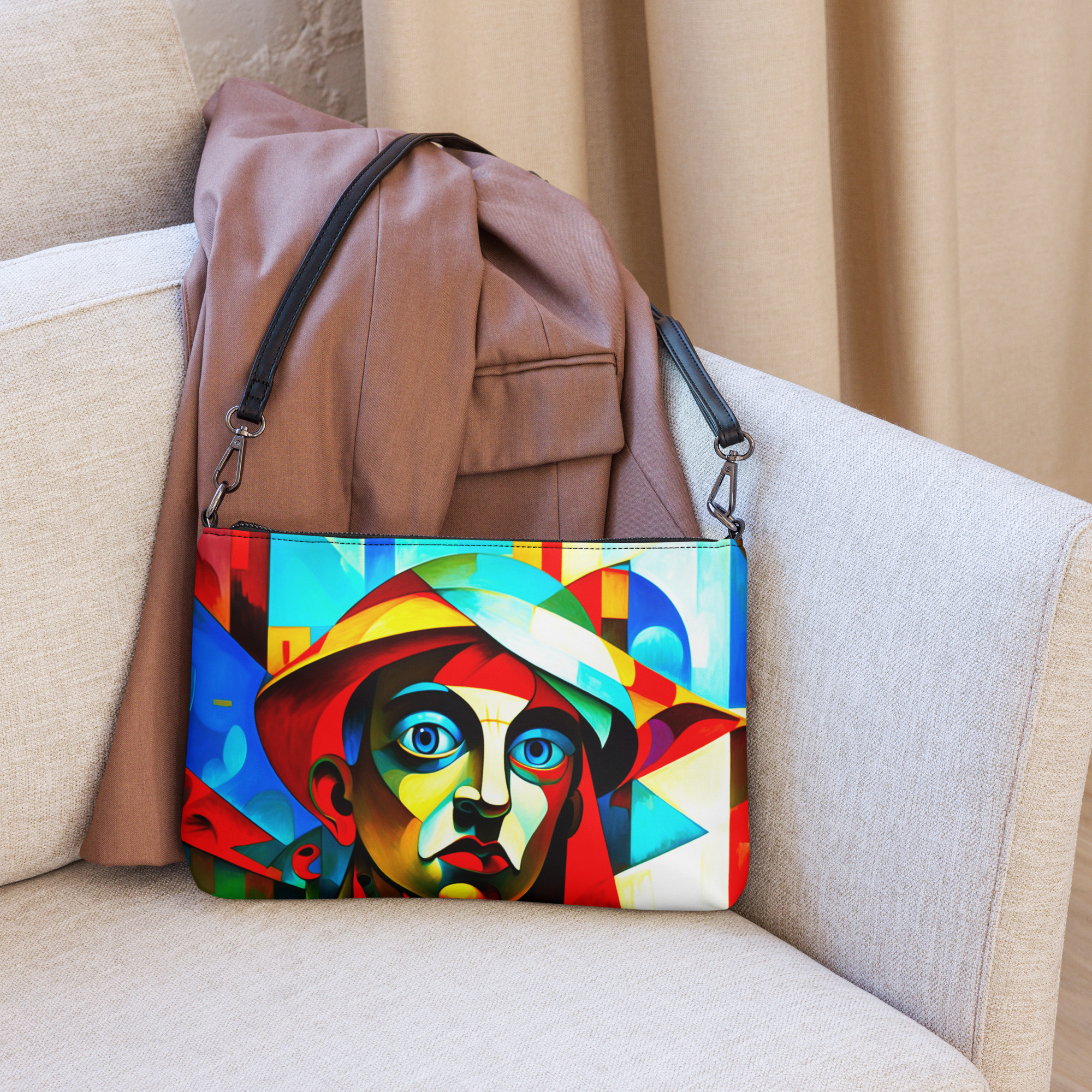 Cubism in Blue – Artistic Crossbody Bag 7 Cubism in Blue – Artistic Crossbody Bag - Image 7