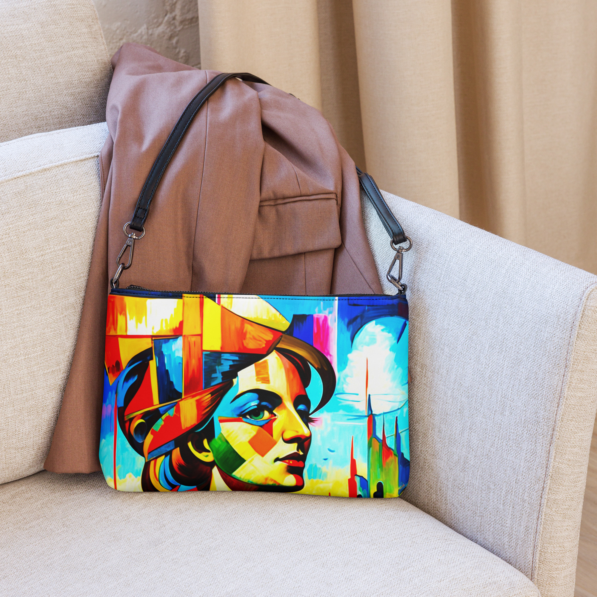 Cubism Lady in Yellow – Artistic Crossbody Bag 12 Cubism Lady in Yellow – Artistic Crossbody Bag - Image 12