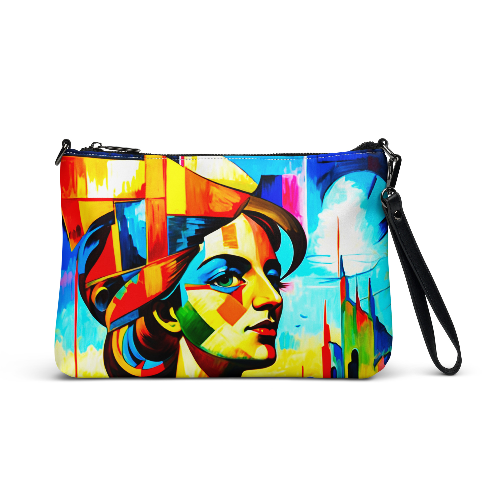 Cubism Lady in Yellow – Artistic Crossbody Bag 1 Cubism Lady in Yellow