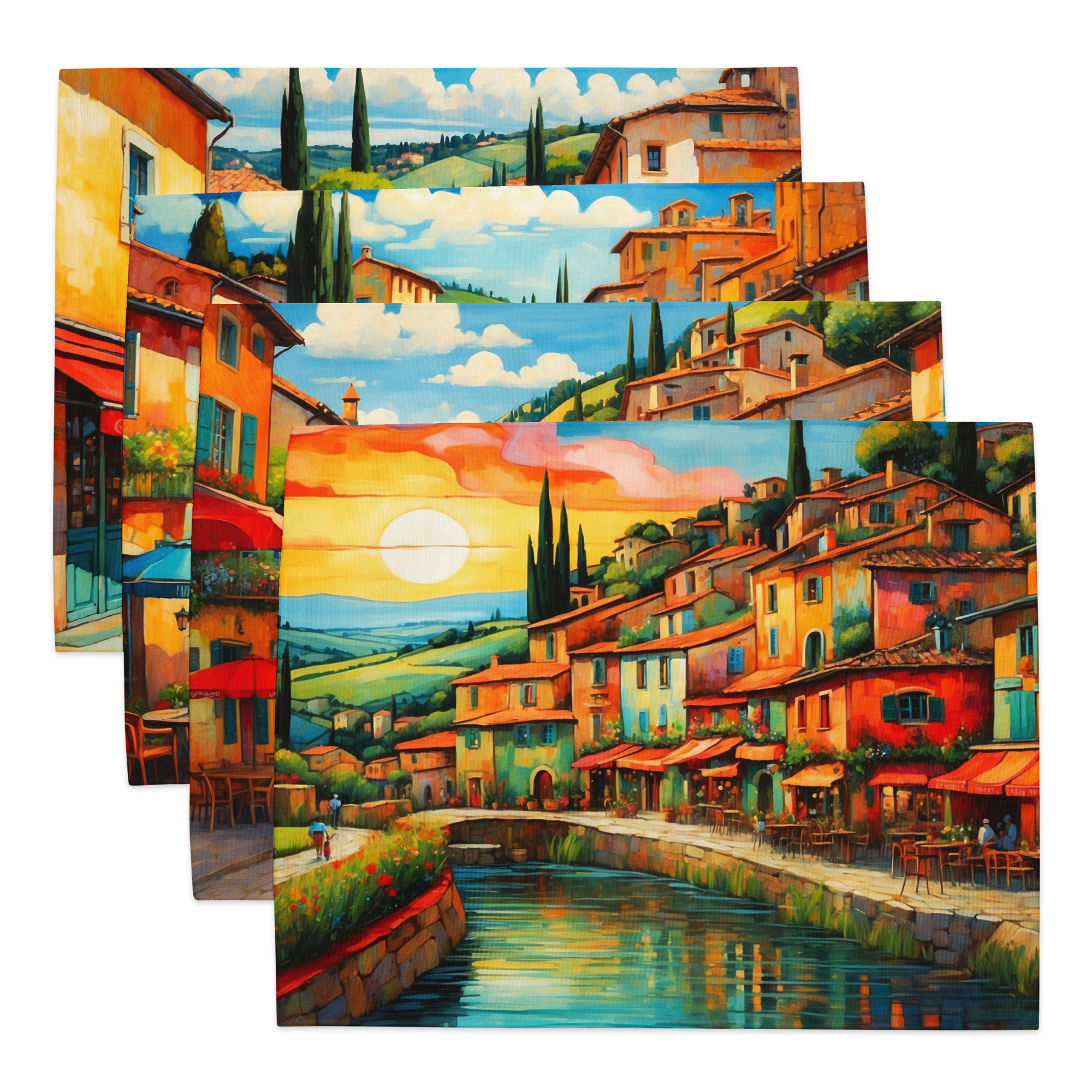 A Village in France – Provence Placemat Set 1 A Village in France