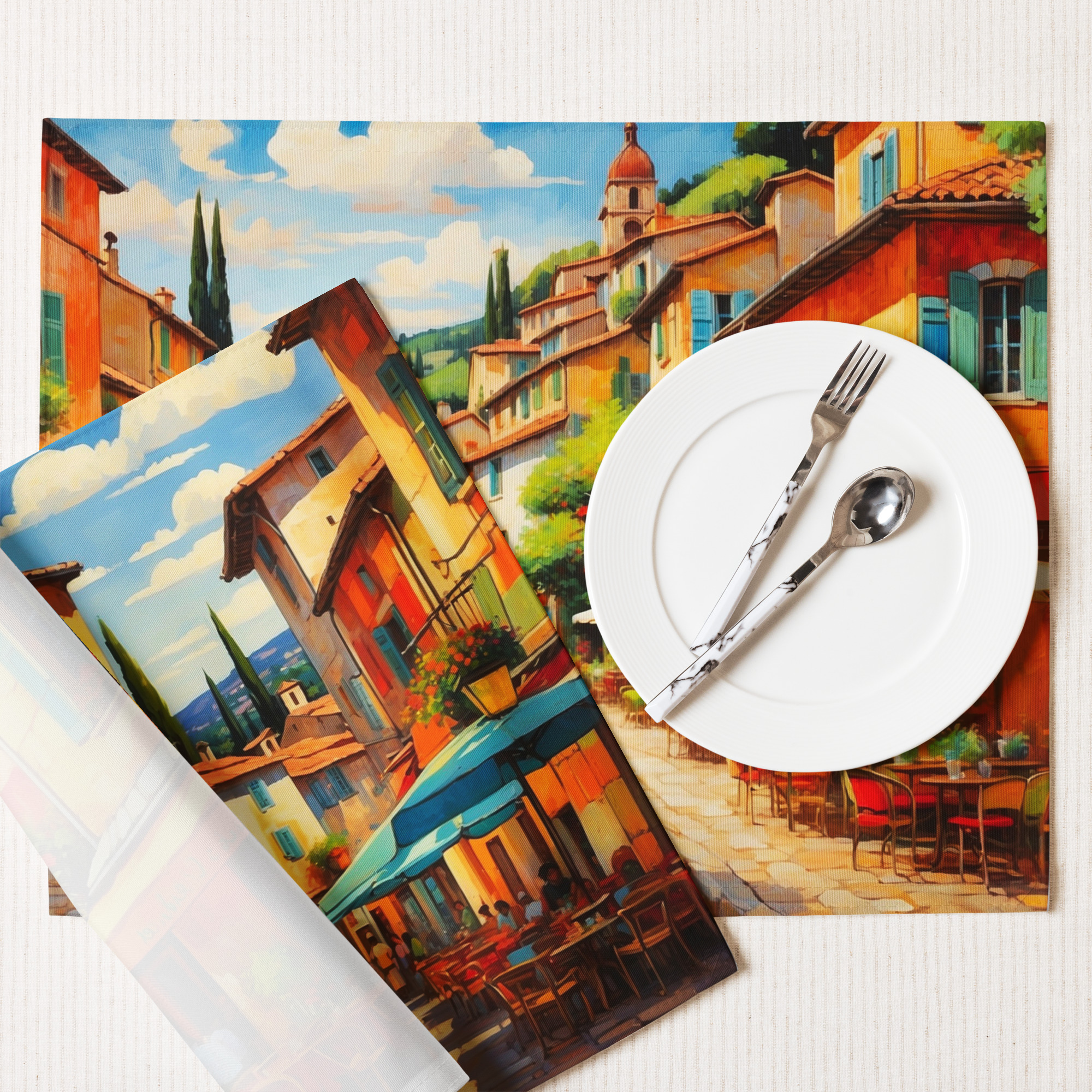 France in Summer – Colorful Placemat Set of 4 2 France in Summer – Colorful Placemat Set of 4 - Image 2
