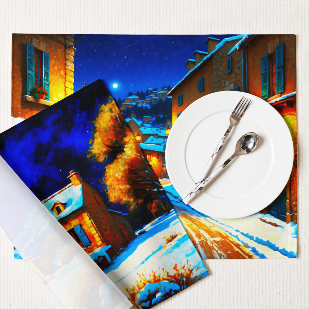 Snowy French Alps – Elegant Winter Placemat Set 5 Snowy French Alps – Elegant Winter Placemat Set - Image 5