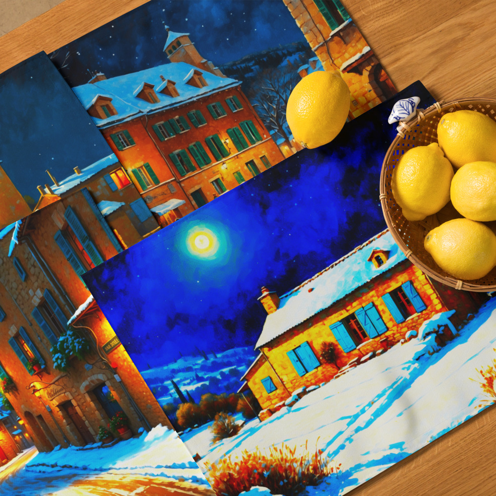Snowy French Alps – Elegant Winter Placemat Set 6 Snowy French Alps – Elegant Winter Placemat Set - Image 6