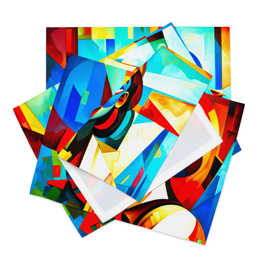 Blue Cubism – Modern Artistic Placemat Set 2 blue cubism