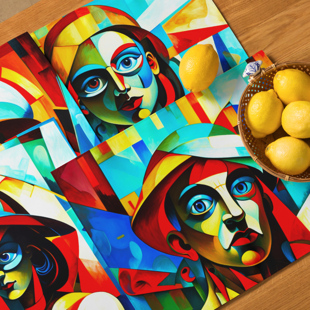 Blue Cubism – Modern Artistic Placemat Set 8 Blue Cubism – Modern Artistic Placemat Set - Image 8