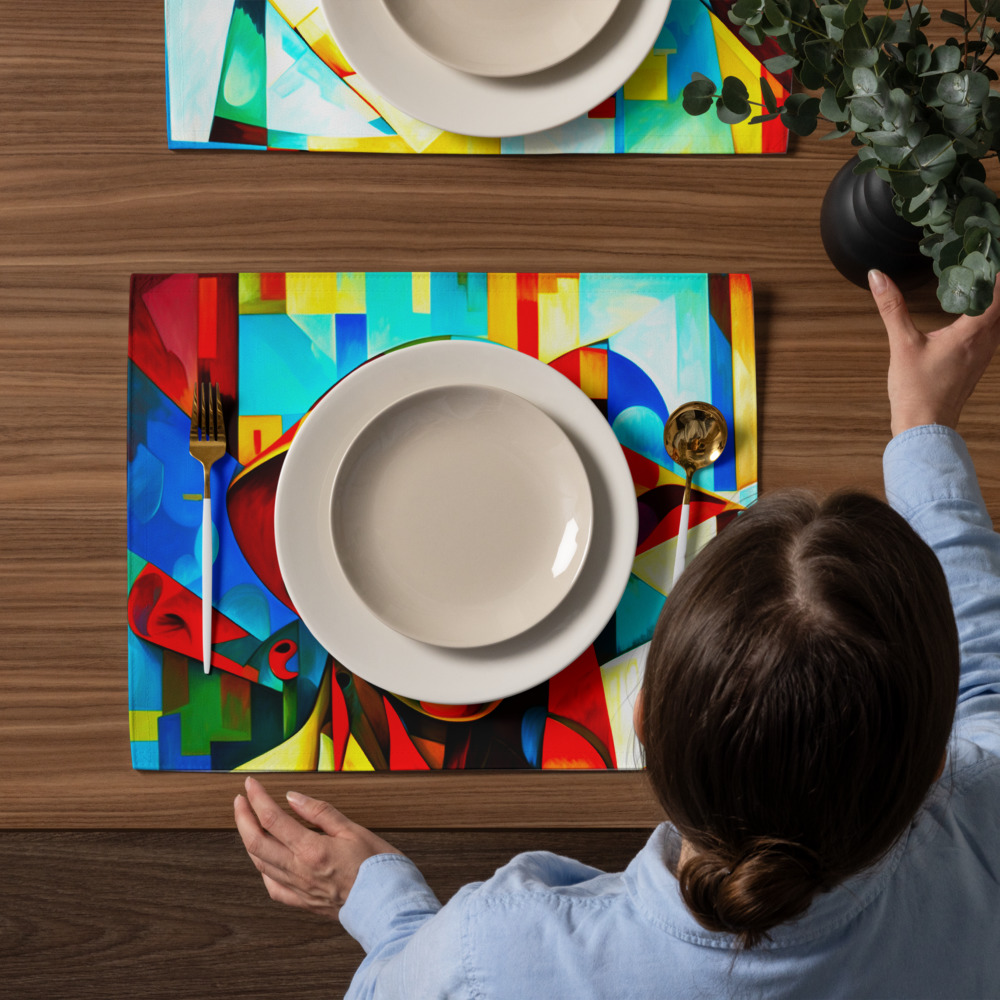 Blue Cubism – Modern Artistic Placemat Set 7 Blue Cubism – Modern Artistic Placemat Set - Image 7