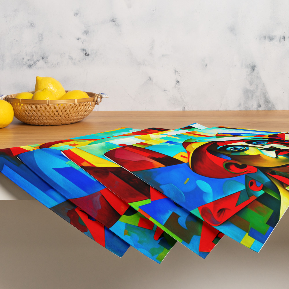 Blue Cubism – Modern Artistic Placemat Set 6 Blue Cubism – Modern Artistic Placemat Set - Image 6