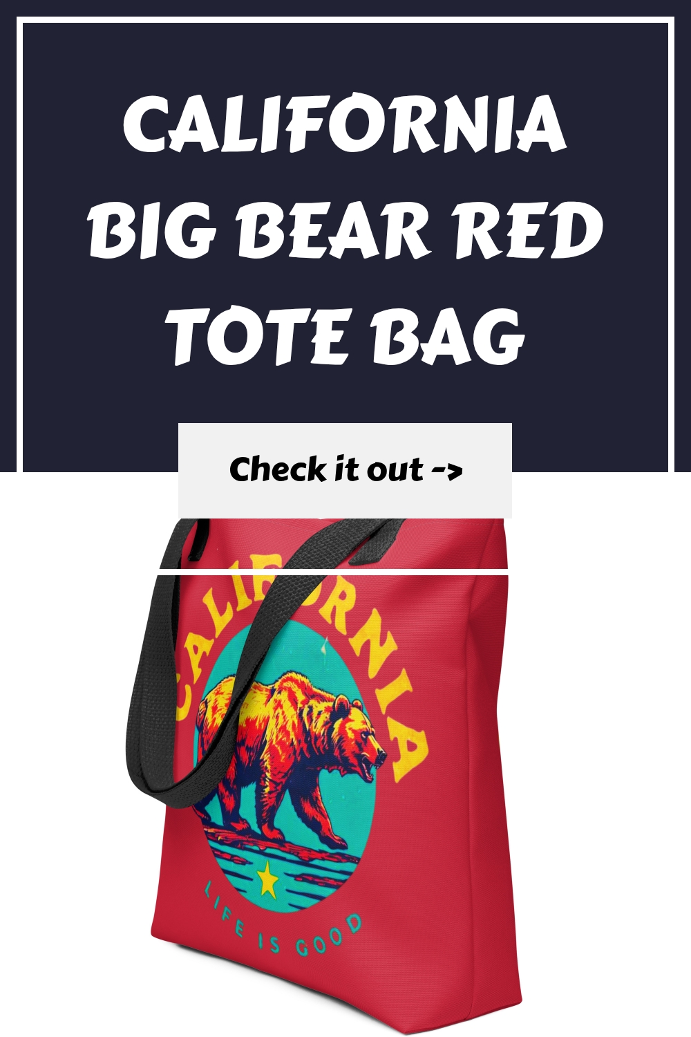 California Big Bear Red Tote Bag generated pin 13907 1