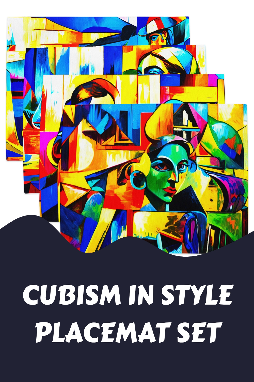 Cubism in Style Placemat Set generated pin 12532