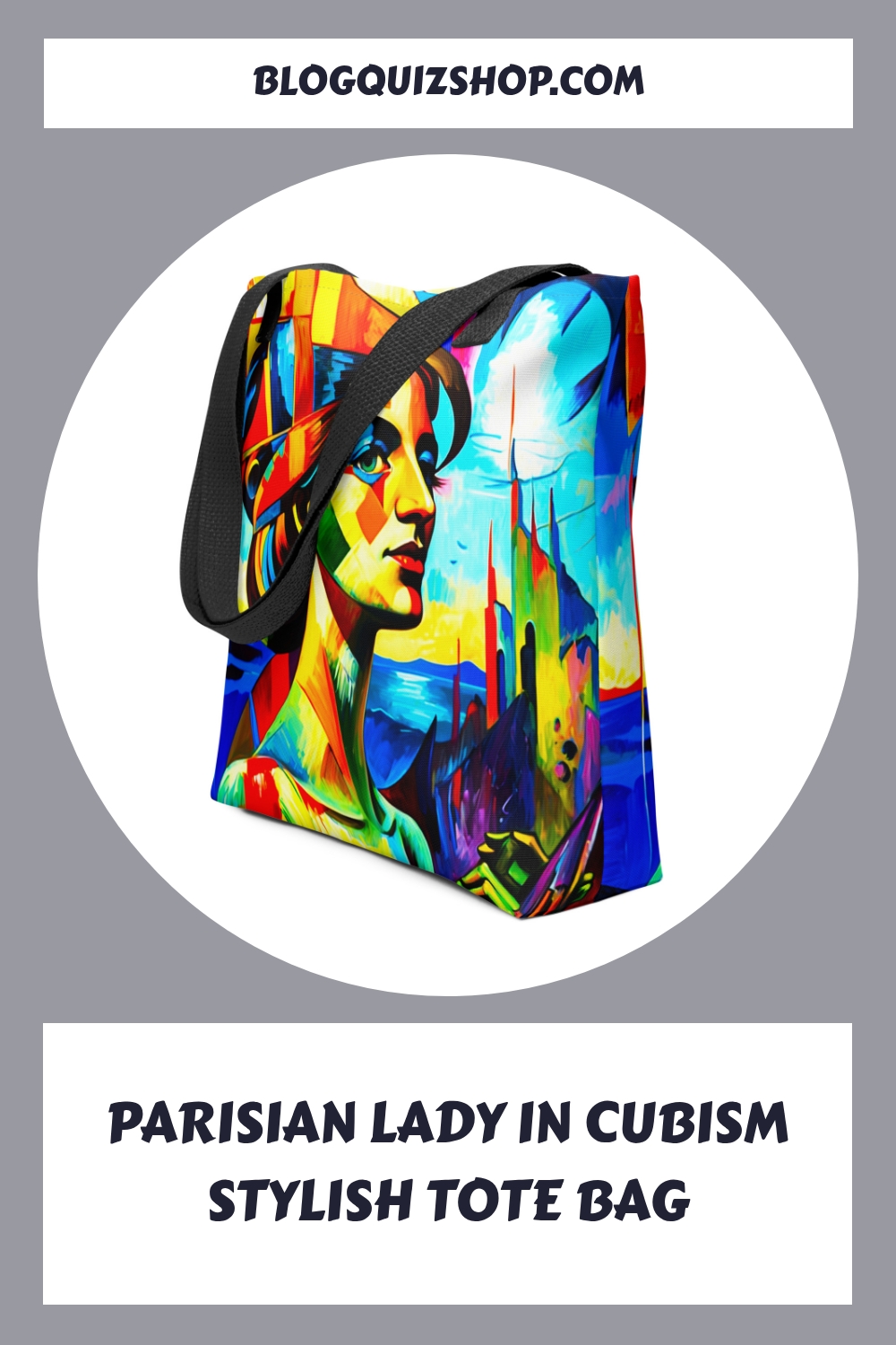 Parisian Lady in Cubism Stylish Tote Bag generated pin 12864 1