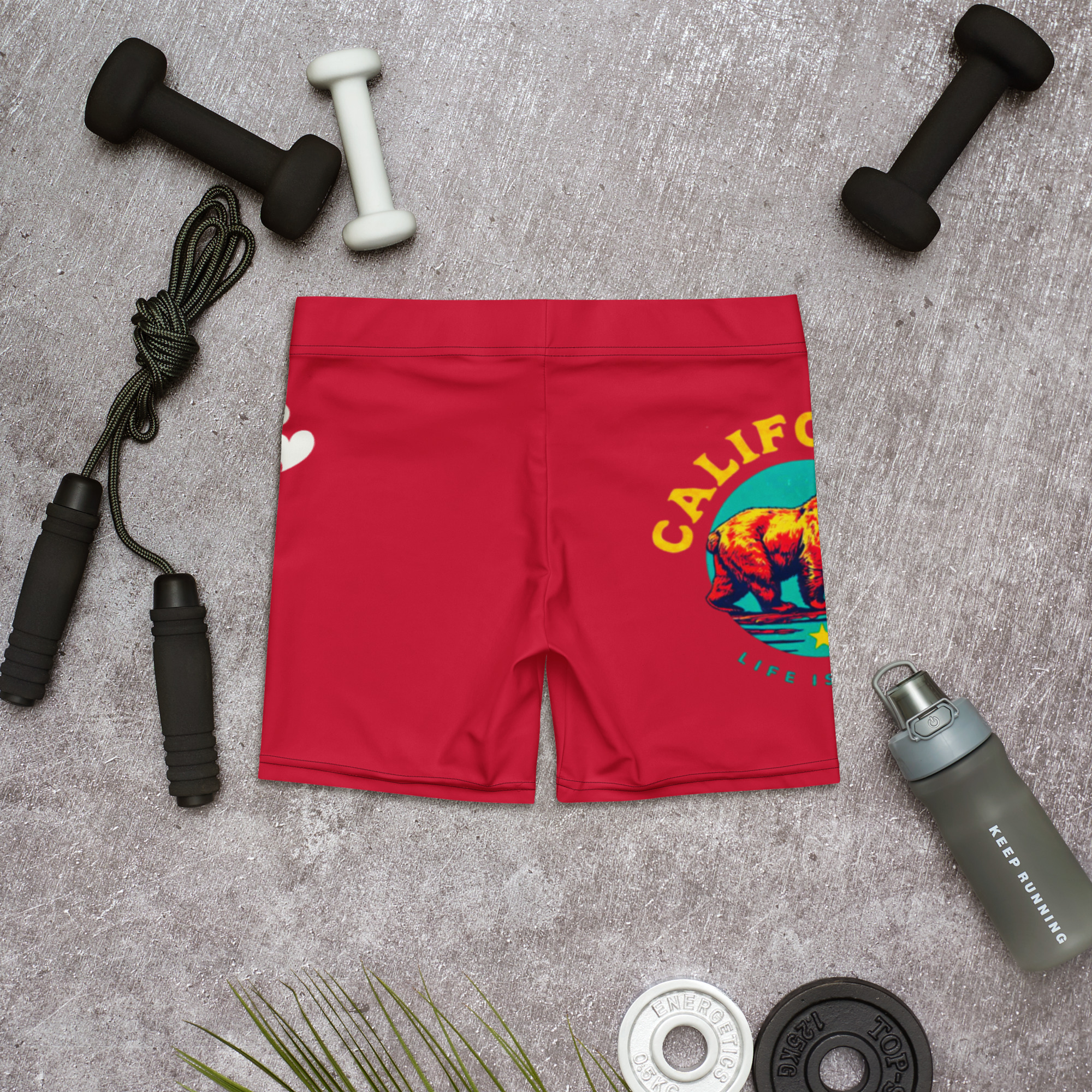 Love California Red Yoga Shorts 5 Love California Red Yoga Shorts - Image 5