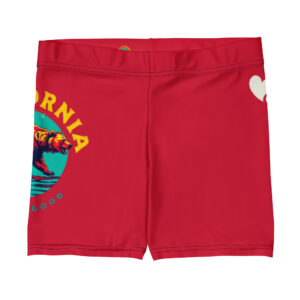 The Love California Red Yoga Shorts, You can never go wrong with shorts that fit just right whatever you're doing. And if the going gets hard, the vibrant prints will give you that little energy boost you've been waiting for. • 75% recycled polyester, 25% elastane for production in the US/Mexico • 82% polyester, 18% elastane for production in Latvia • Fabric weight: 6.64 oz./yd.² (225 g/m²) in the US/Mexico • Fabric weight: 6.78 oz./yd.² (230 g/m²) in Latvia • Four-way stretch fabric that stretches and recovers on the cross and lengthwise grains • Made with a smooth and comfortable microfiber yarn • Overlock and coverstitch • Comfortable elastic waistband