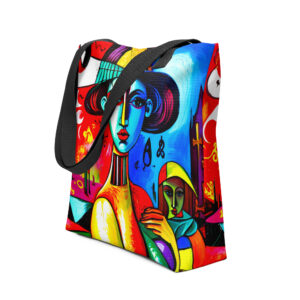 Blue Cubism Girl Tote Bag
