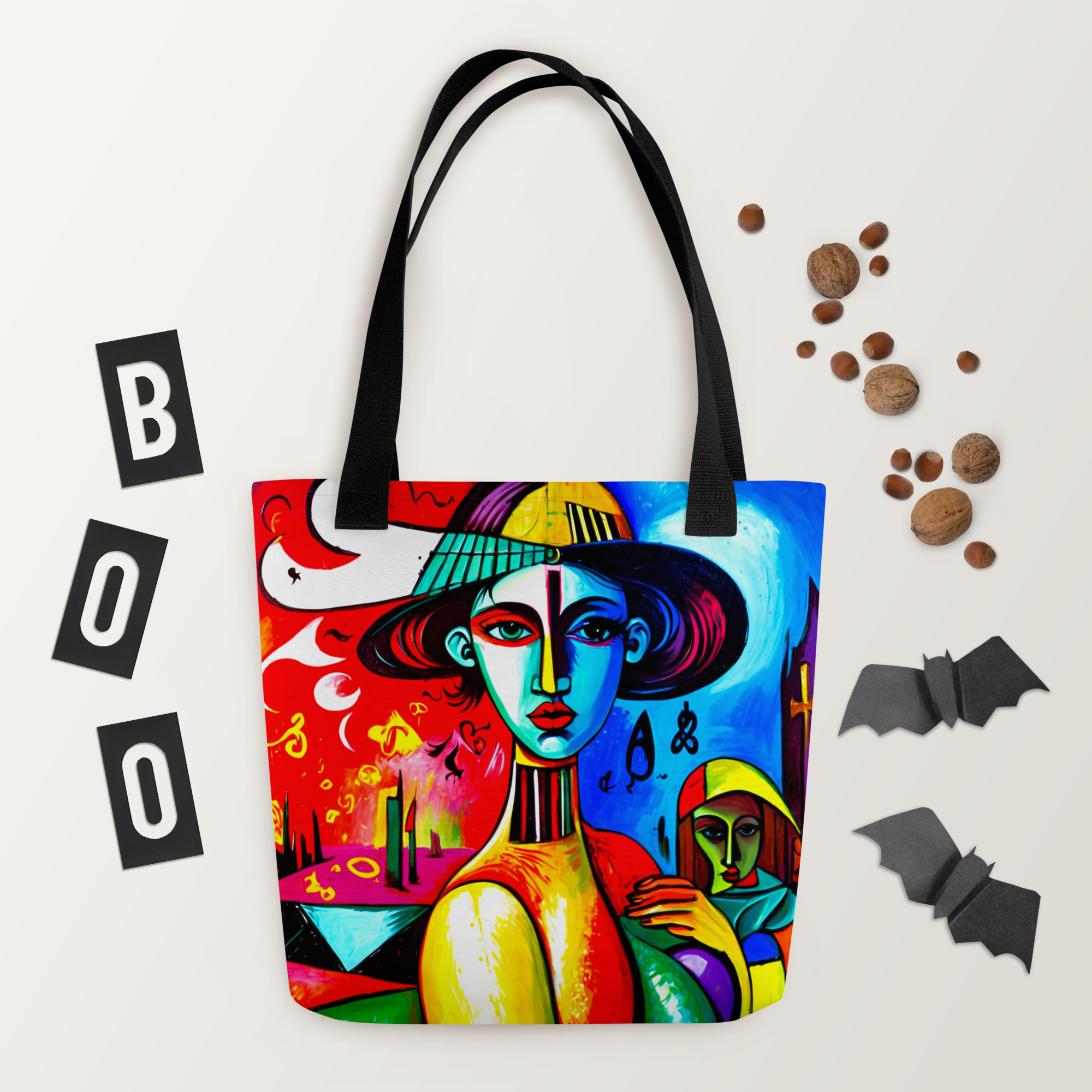 Blue Cubism Girl Tote Bag 5 Blue Cubism Girl Tote Bag - Image 5