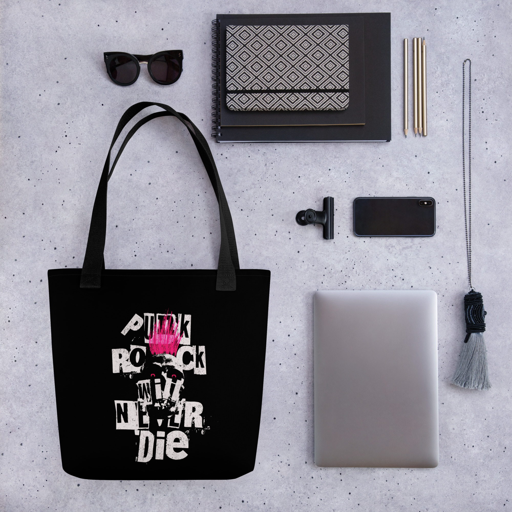 Pink Punk Black Tote Bag 13 Pink Punk Black Tote Bag - Image 13