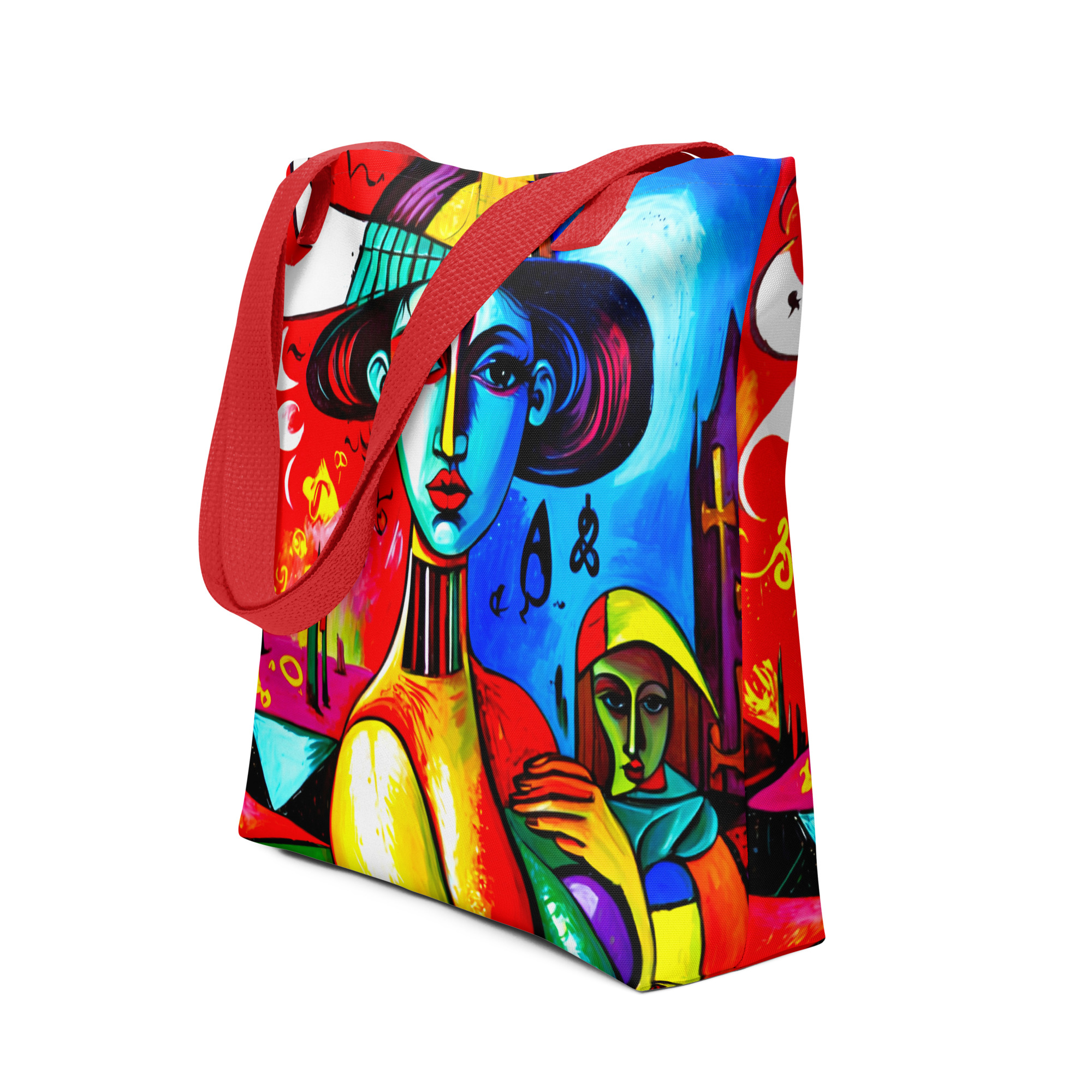 Blue Cubism Girl Tote Bag 2 Blue Cubism Girl Tote Bag - Image 2
