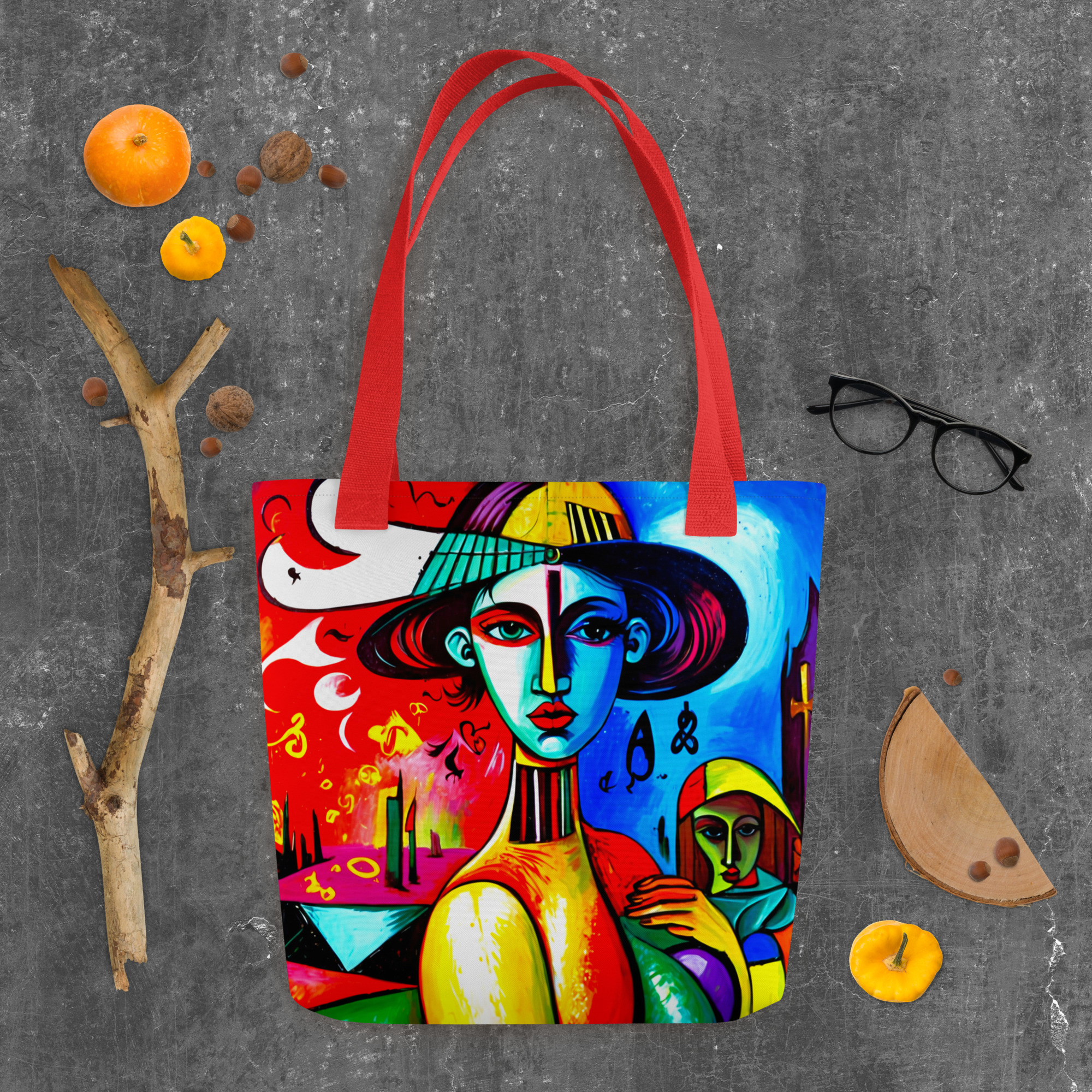 Blue Cubism Girl Tote Bag 7 Blue Cubism Girl Tote Bag - Image 7