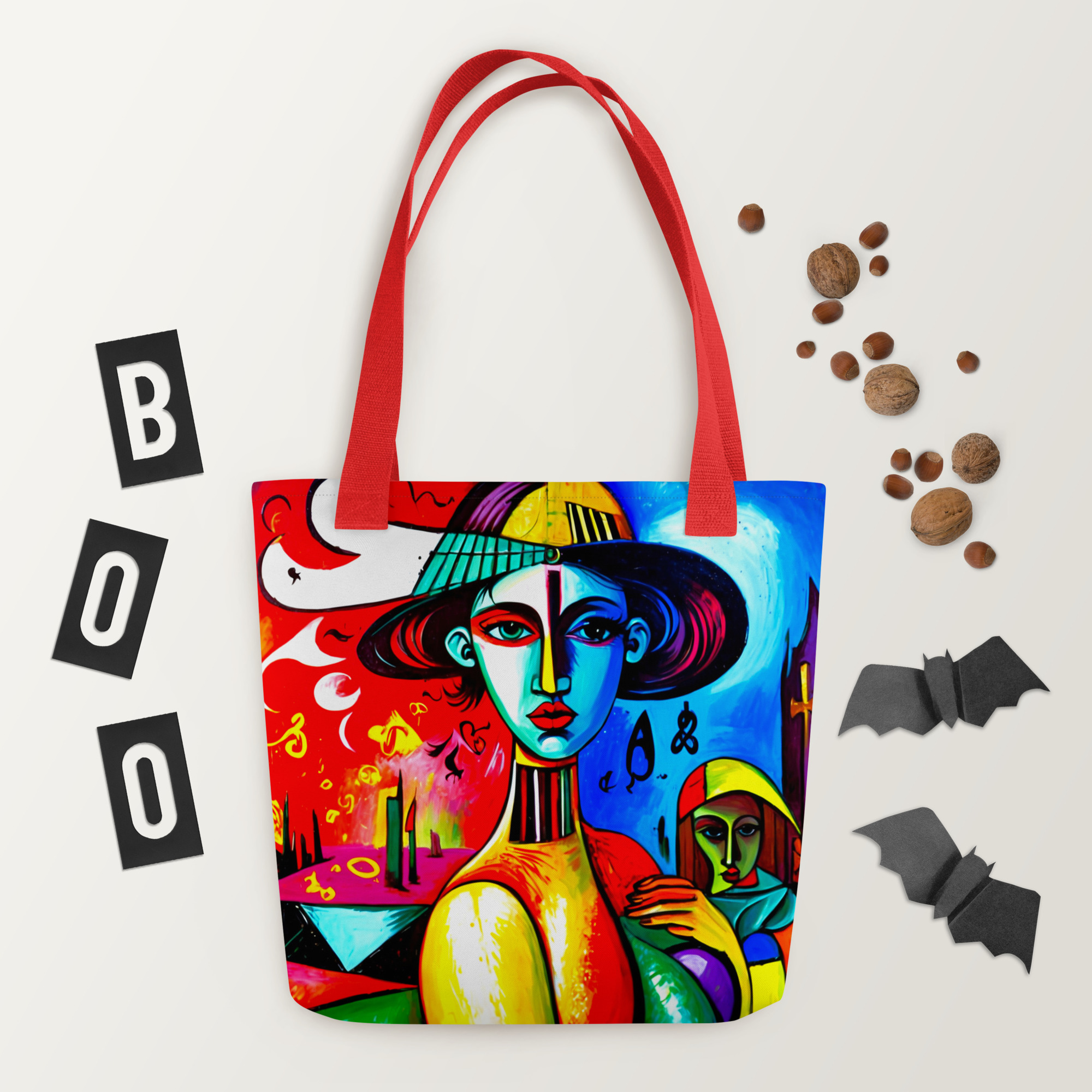 Blue Cubism Girl Tote Bag 8 Blue Cubism Girl Tote Bag - Image 8