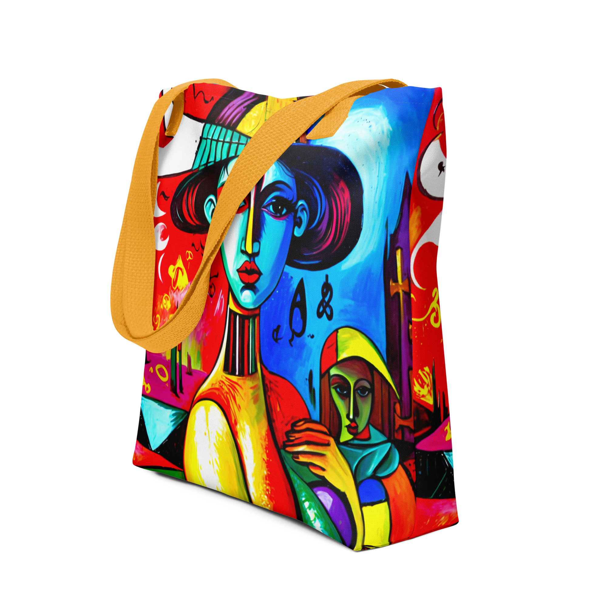 Blue Cubism Girl Tote Bag 3 Blue Cubism Girl Tote Bag - Image 3