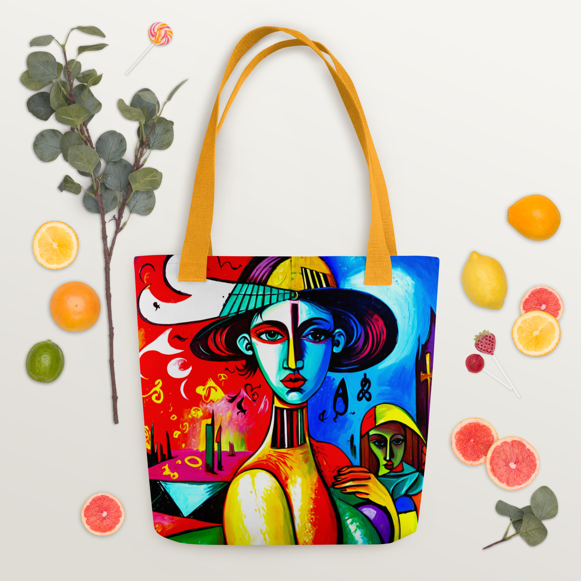 Blue Cubism Girl Tote Bag 11 Blue Cubism Girl Tote Bag - Image 11